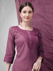 Women Kurta Pant Dupatta Set-1111Wine