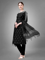Women Kurta Pant Dupatta Set-BLACK1113