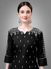 Women Kurta Pant Dupatta Set-BLACK1113