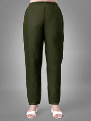 Women Kurta Pant Dupatta Set-DARKGREEN1113