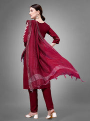 Women Kurta Pant Dupatta Set-MAROON1113