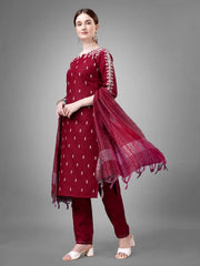 Women Kurta Pant Dupatta Set-MAROON1113