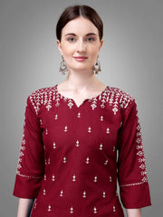 Women Kurta Pant Dupatta Set-MAROON1113