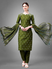 Women Kurta Pant Dupatta Set-MEHENDI1113