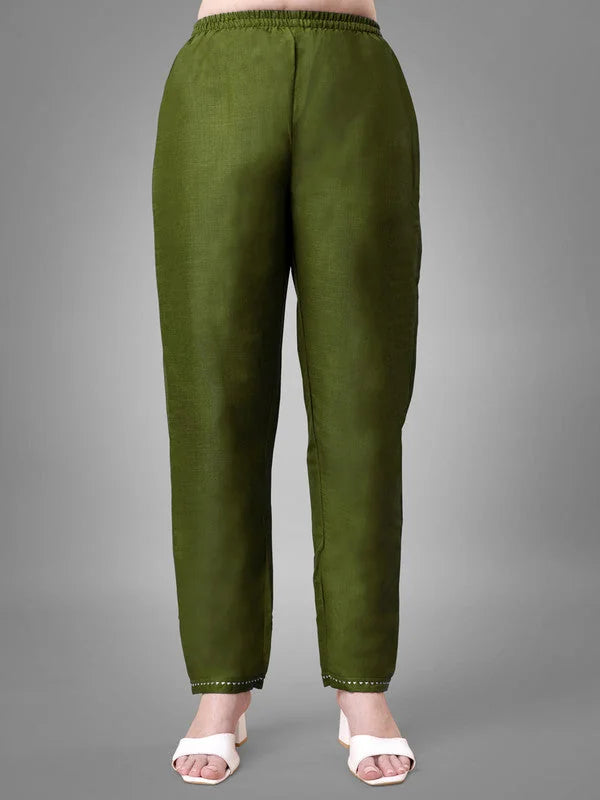 Mehndi Embroidered Cotton Kurta Set with Dupatta| Indian Kurta...