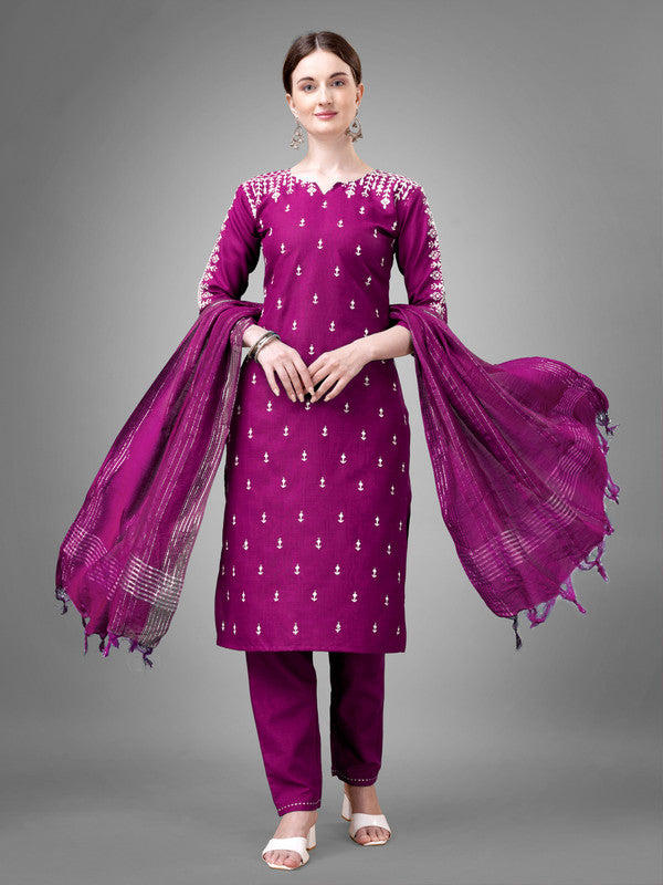 Women Kurta Pant Dupatta Set-PURPLE1113