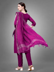 Women Kurta Pant Dupatta Set-PURPLE1113