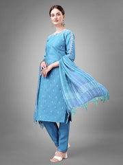 Women Kurta Pant Dupatta Set-SKYBLUE1113