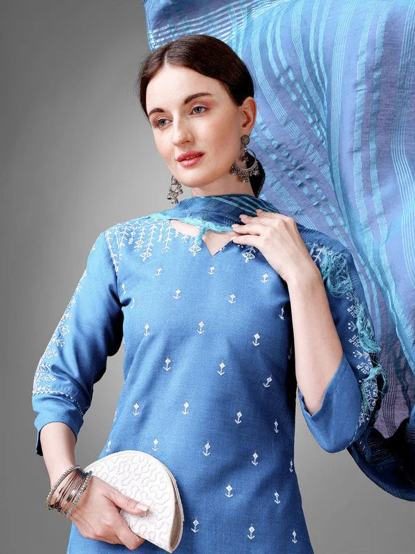 Sky Blue Indian Kurta Sets for Women | Cotton Kurta Sets