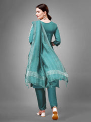 Women Kurta Pant Dupatta Set-TEAL1113
