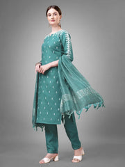Women Kurta Pant Dupatta Set-TEAL1113
