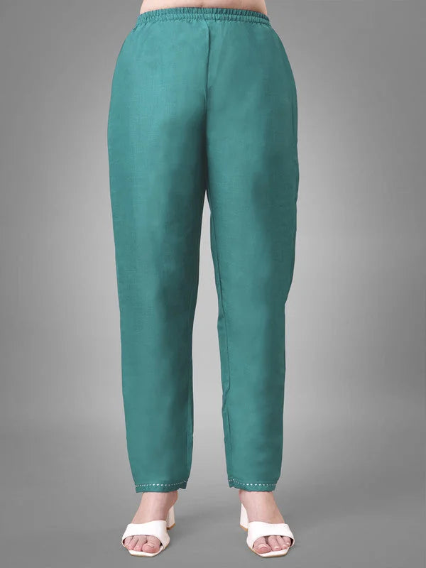 Teal Embroidered Cotton Kurta Set with Dupatta | Women's Kurta...