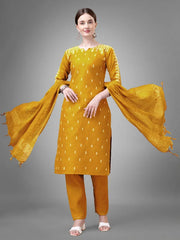 Women Kurta Pant Dupatta Set-YELLOW1113