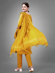 Women Kurta Pant Dupatta Set-YELLOW1113