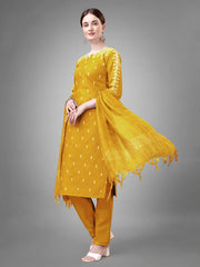 Women Kurta Pant Dupatta Set-YELLOW1113