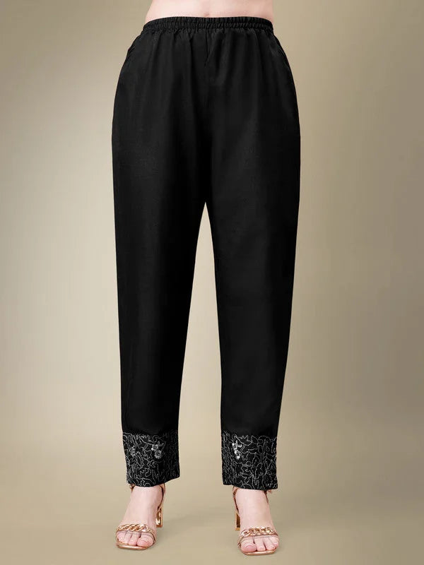 Black Embroidered Cotton Women's Kurta Set with Dupatta