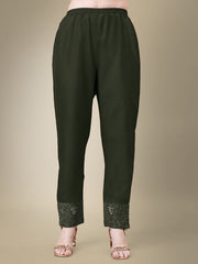 Women Kurta Pant Dupatta Set-DARKGREEN1115