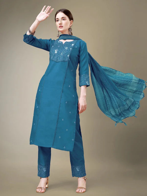 Women Kurta Pant Dupatta Set-MORPICH1115