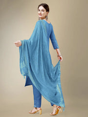 Women Kurta Pant Dupatta Set-SKYBLUE1115