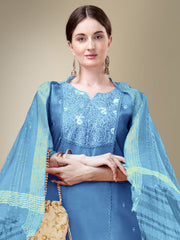 Women Kurta Pant Dupatta Set-SKYBLUE1115
