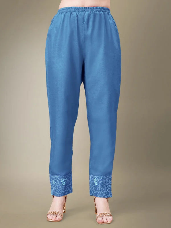 Sky Blue Cotton Kurta Set with Dupatta for Women