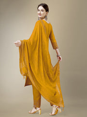 Women Kurta Pant Dupatta Set-YELLOW1115