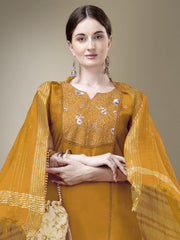 Women Kurta Pant Dupatta Set-YELLOW1115