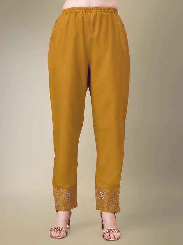 Yellow Embroidered Cotton Kurta Set with Dupatta for Women