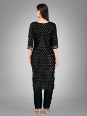 Women Kurta Pant Dupatta Set-BLACK1117