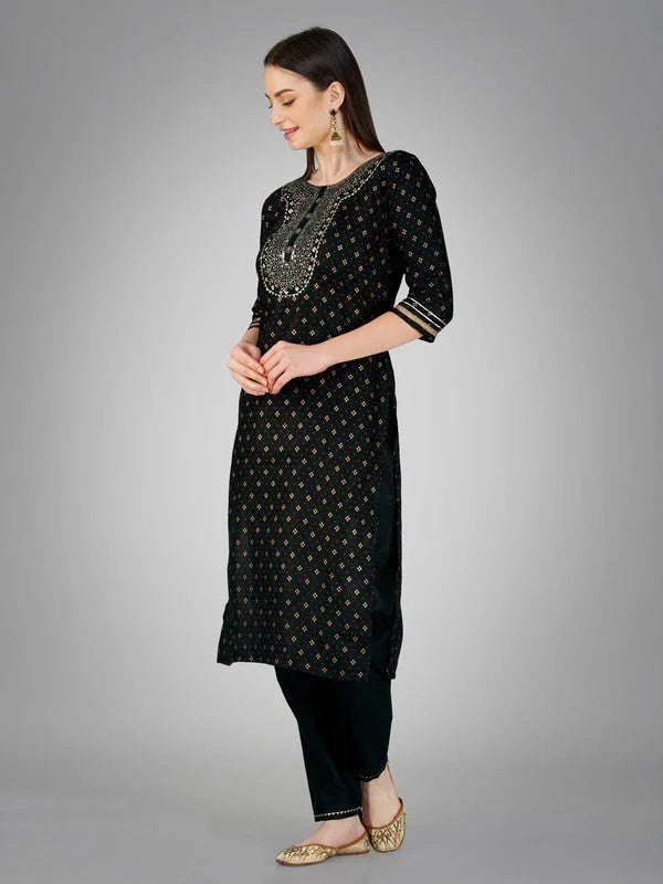 Black Women's Kurta Set with Dupatta | Indian Kurta Sets