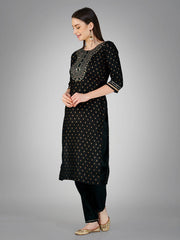 Women Kurta Pant Dupatta Set-BLACK1117