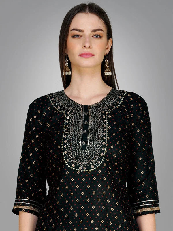 Black Women's Kurta Set with Dupatta | Indian Kurta Sets