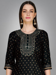 Women Kurta Pant Dupatta Set-BLACK1117
