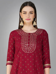 Women Kurta Pant Dupatta Set-MAROON1117
