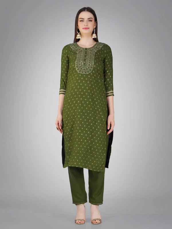 MEHENDI Embroidered Cotton Kurta Set with Dupatta | Women's