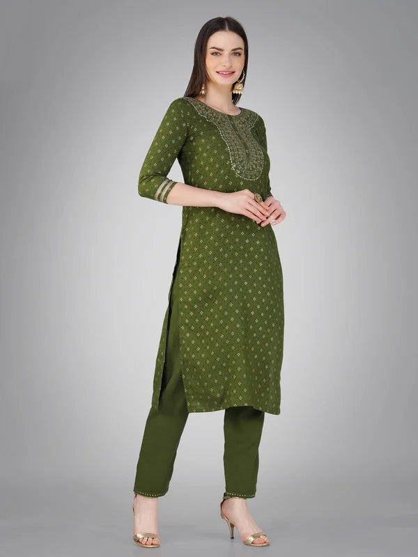 MEHENDI Embroidered Cotton Kurta Set with Dupatta | Women's