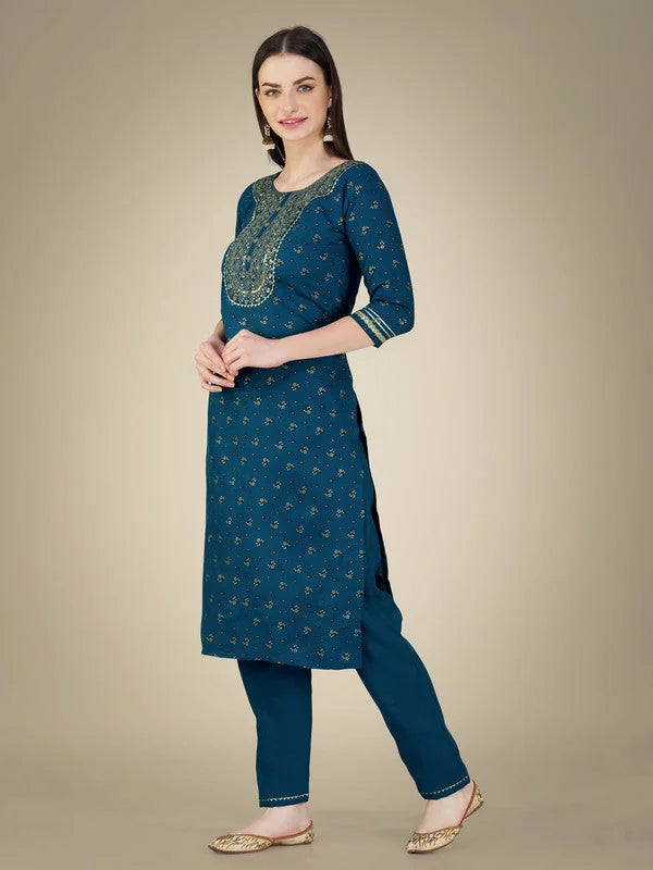 MORPICH Embroidered Cotton Kurta Set with Dupatta for Women