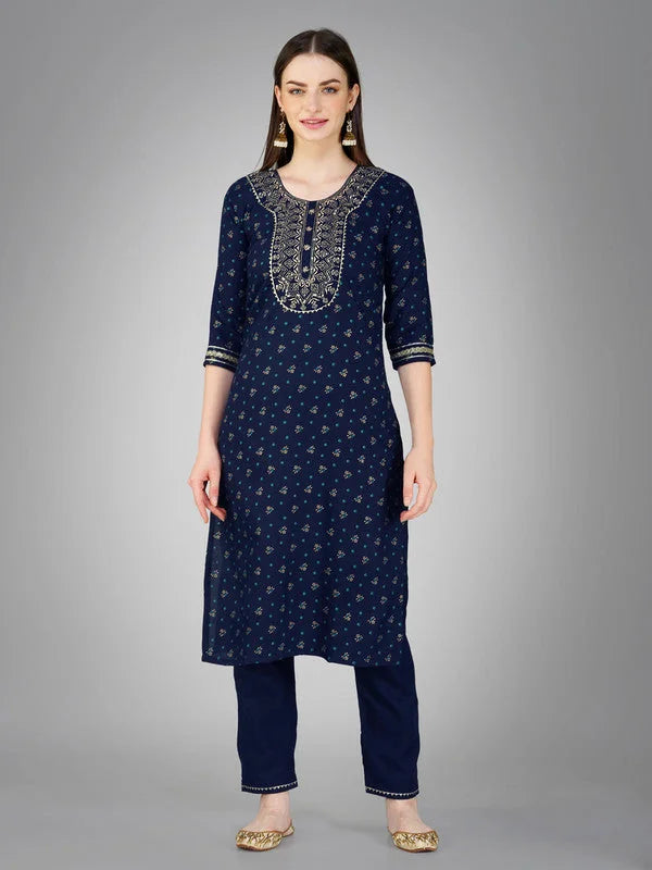 NAVYBLUE Embroidered Cotton Kurta Set with Dupatta | Women's