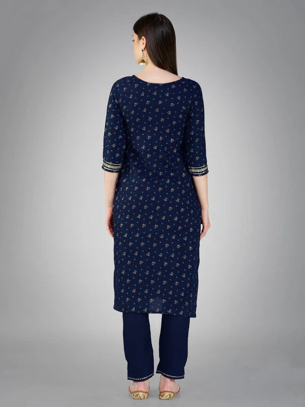 NAVYBLUE Embroidered Cotton Kurta Set with Dupatta | Women's