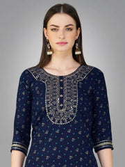 Women Kurta Pant Dupatta Set-NAVYBLUE1117