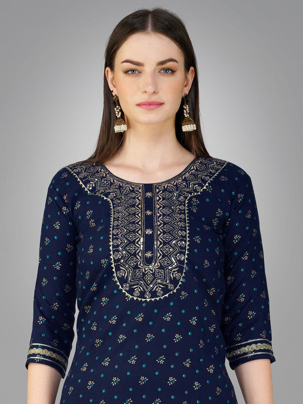 NAVYBLUE Embroidered Cotton Kurta Set with Dupatta | Women's