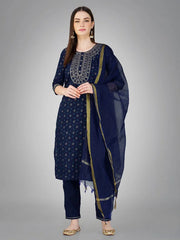 Women Kurta Pant Dupatta Set-NAVYBLUE1117