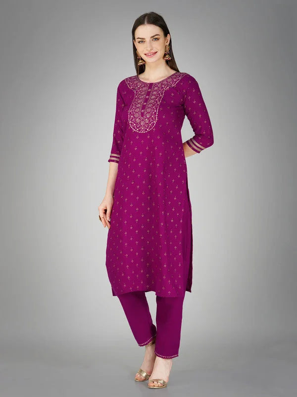 Women Kurta Pant Dupatta Set-PURPLE1117