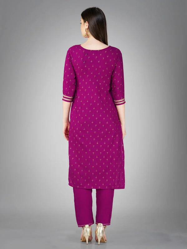 Purple Women's Kurta Sets | Embroidered Cotton Kurta Sets