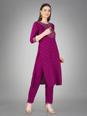 Women Kurta Pant Dupatta Set-PURPLE1117