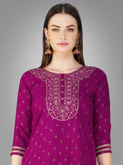Women Kurta Pant Dupatta Set-PURPLE1117