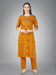 Women Kurta Pant Dupatta Set-YELLOW1117
