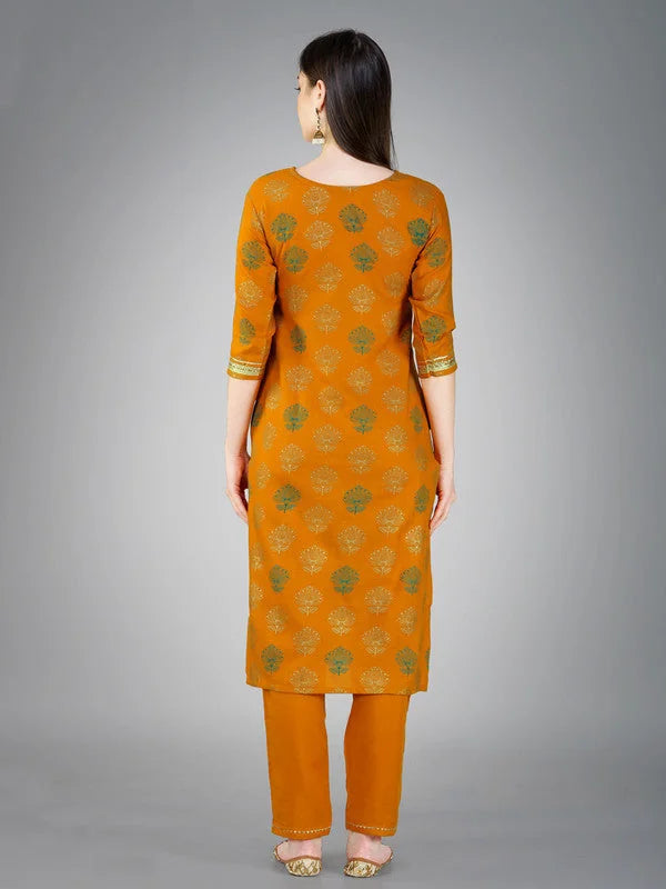 Shop YELLOW Embroidered Cotton Kurta Set with Dupatta 