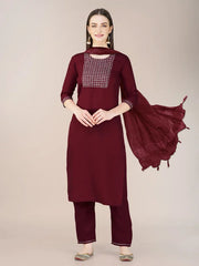 Women Kurta Pant Dupatta Set-1120MAROON