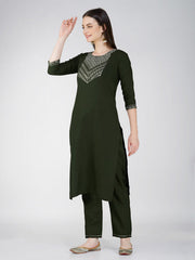 Women Kurta Pant Dupatta Set-1120MEHENDI